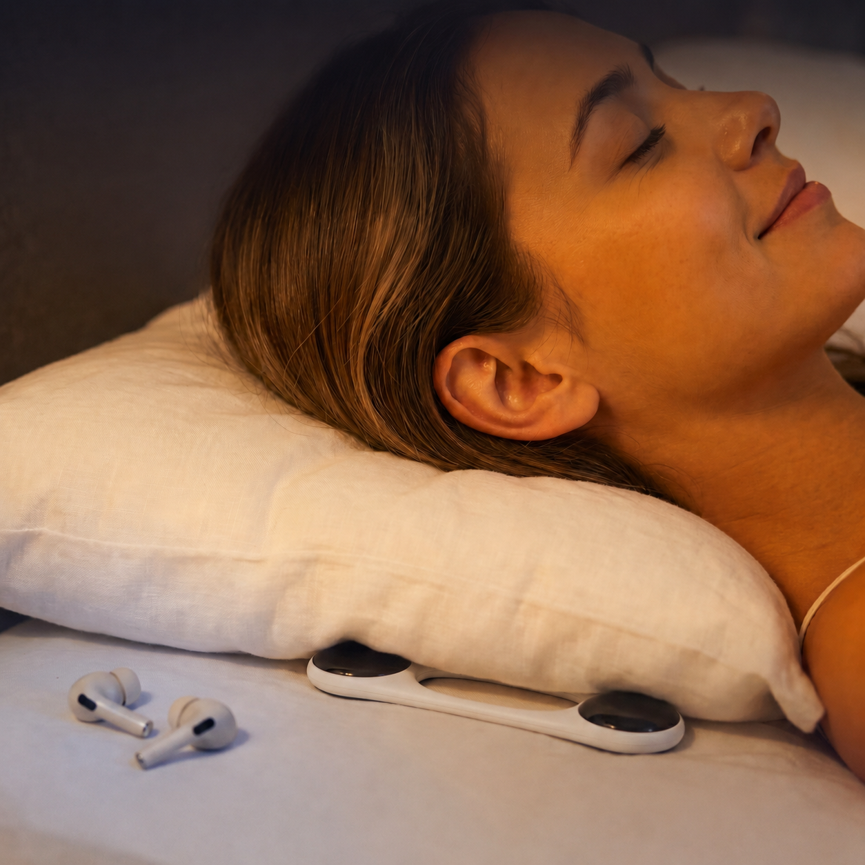 Whisper ultra-slim under pillow speaker disappearing under a pillow for zero-pressure listening